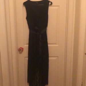 Navy blue lace dress with ribbon tie
